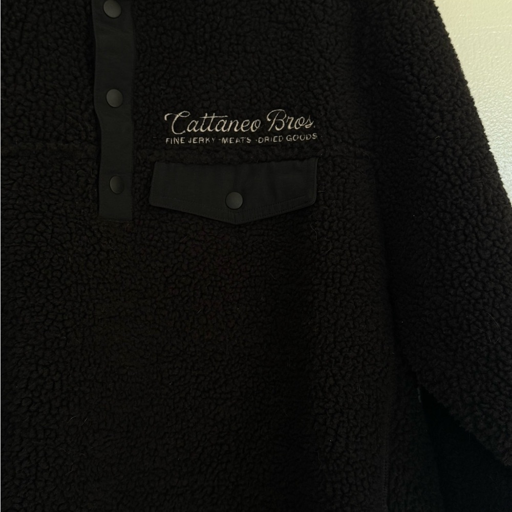 Black Sherpa Pullover with Snap Buttons